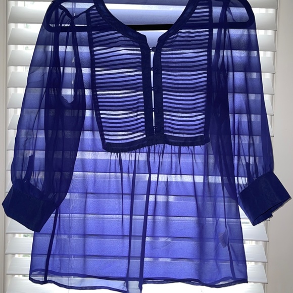 Banana Republic blue sheer blouse - Picture 2 of 2